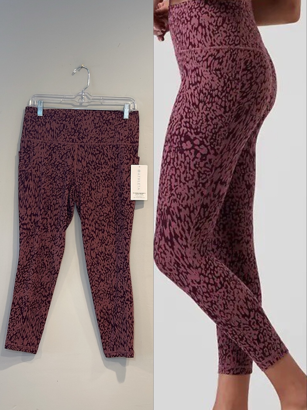 NWT Athleta Salutation Stash Pocket II Printed 7/8 Leggings Size Large